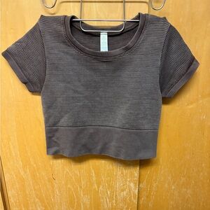 Aerie Ribbed Crop Top - Dark Brown